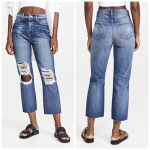 NEW L'Agence Adele Slim Straight Jeans Distressed Crop